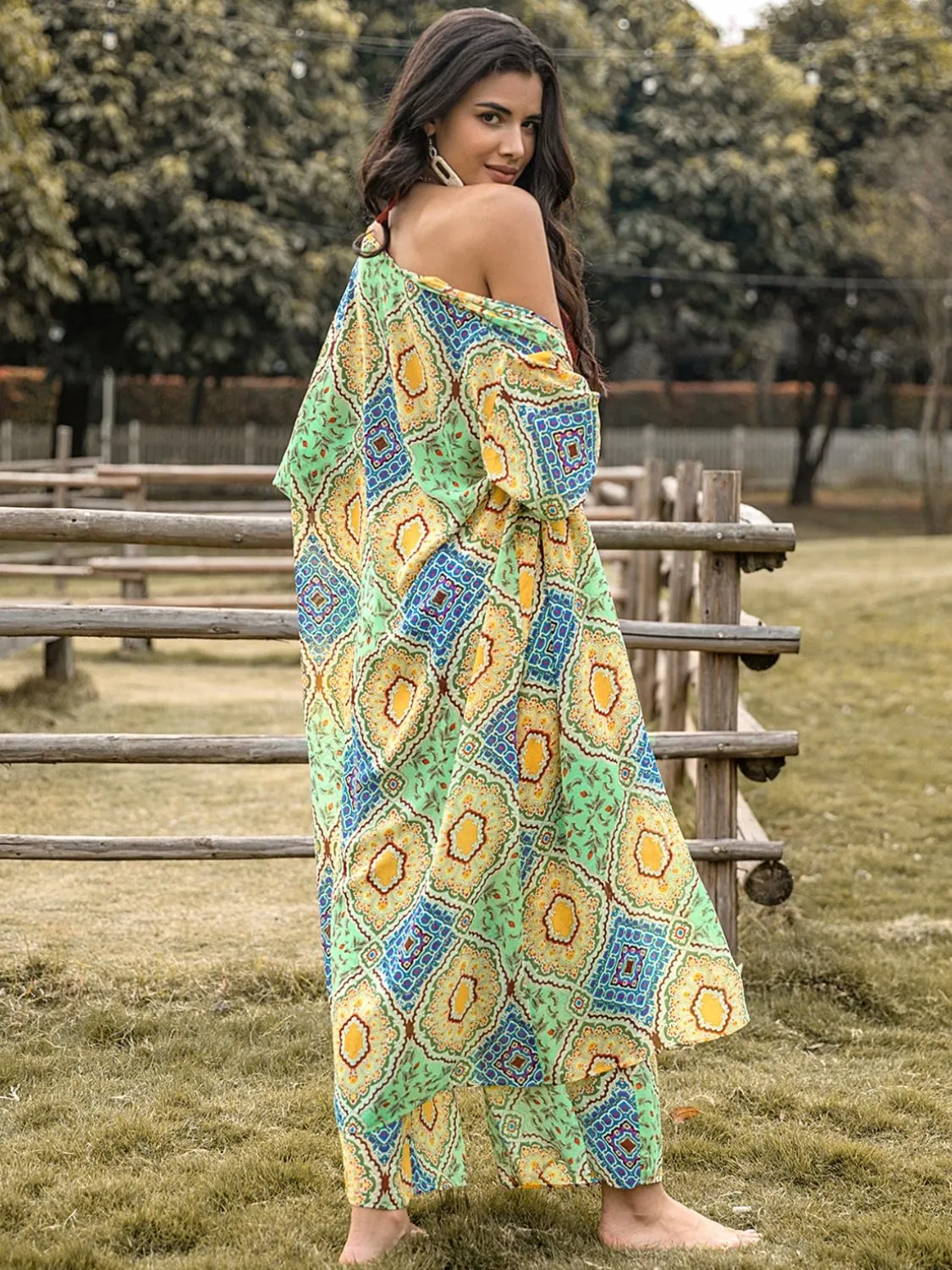 🌼 Printed Half Sleeve Top and Wide Leg Pants Set 🌼