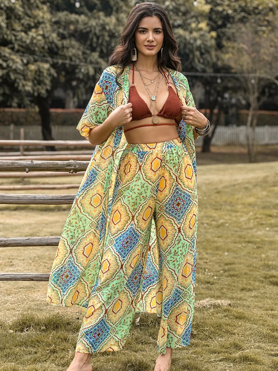 🌼 Printed Half Sleeve Top and Wide Leg Pants Set 🌼