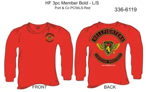 336-6119 T-Shirt, Long Sleeve, Hellfighter 3pc Member Bold (Red, blank sleeves)