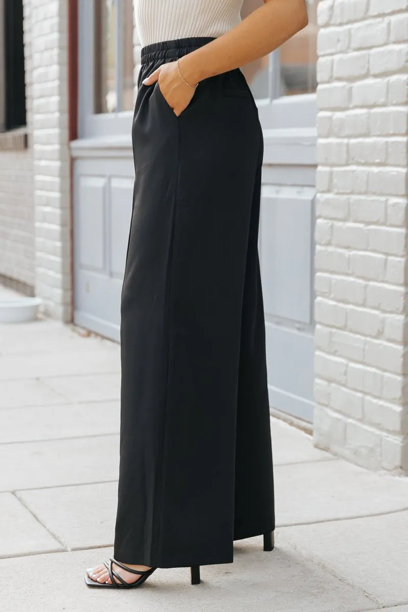 Black Front Seam Wide Leg Pants - FINAL SALE