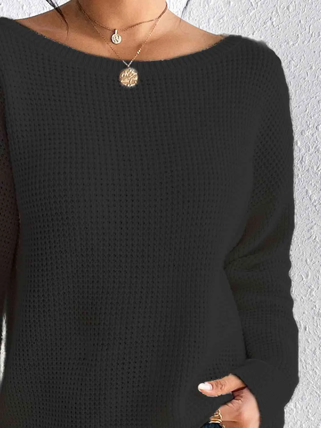 Boat Neck Drop Shoulder Sweater