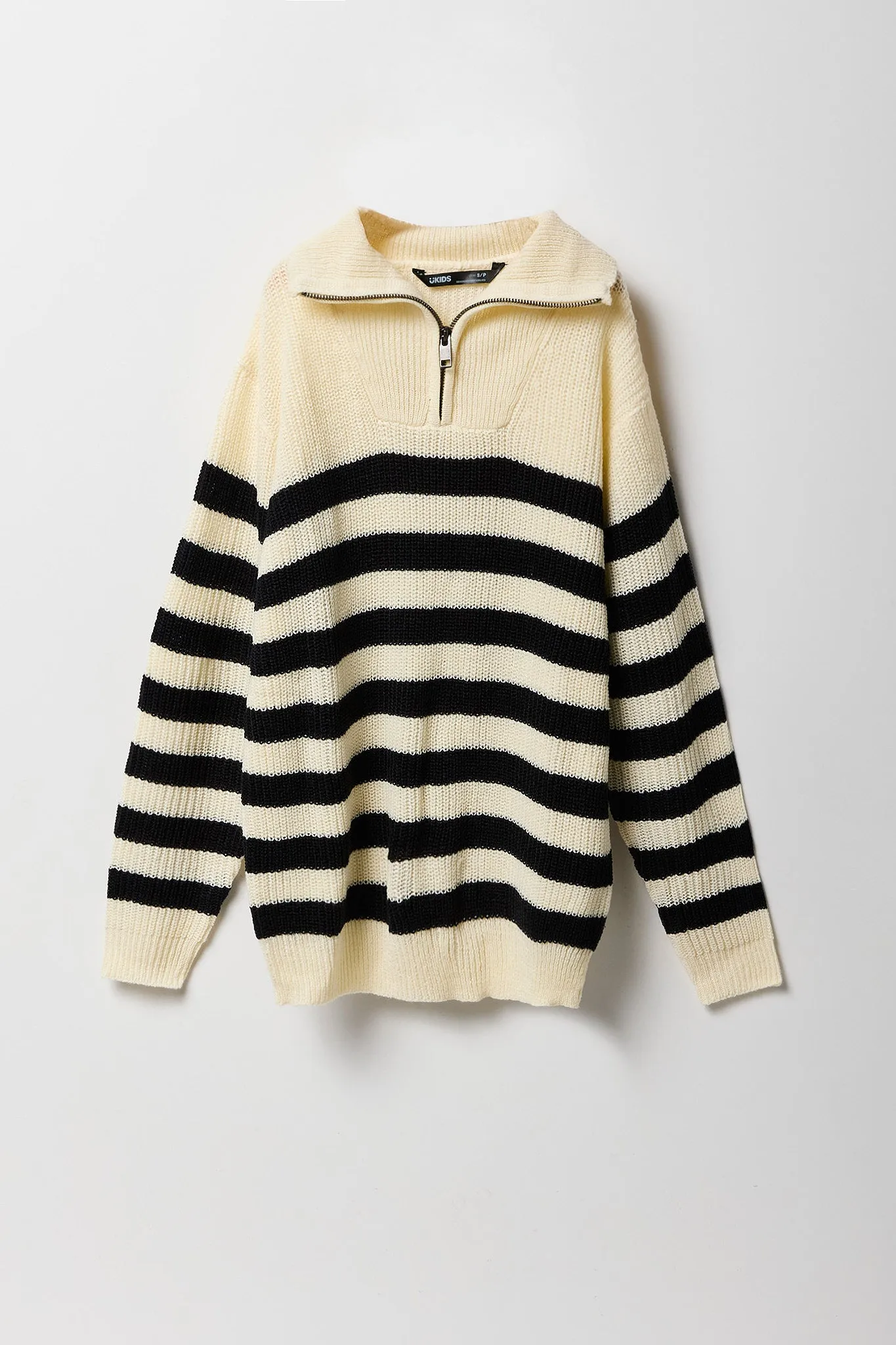 Boys Striped Quarter Zip Sweater