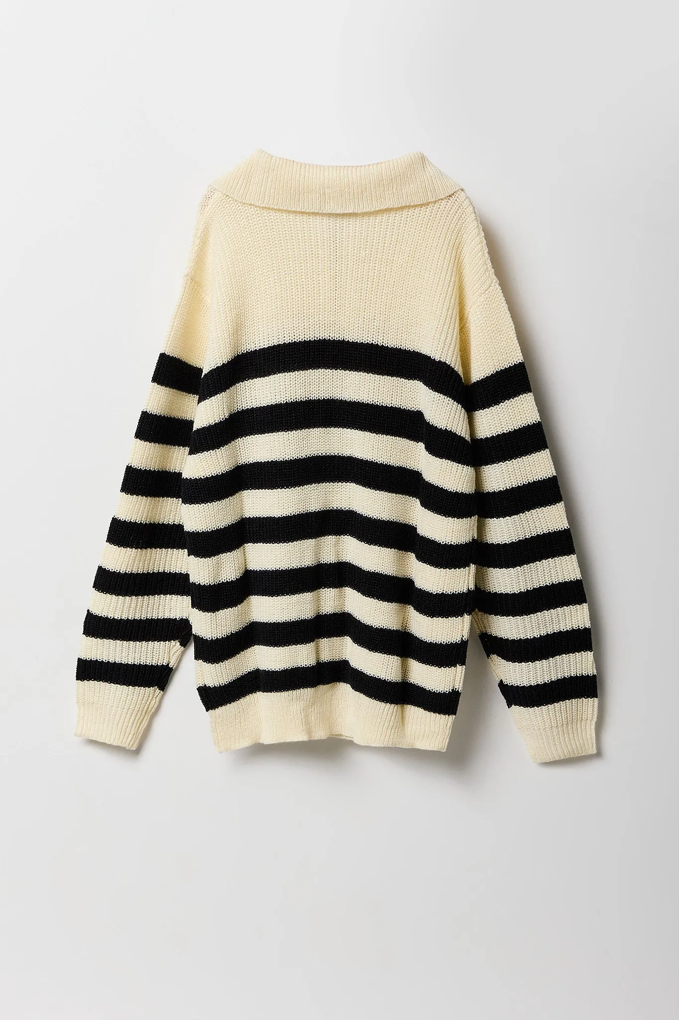 Boys Striped Quarter Zip Sweater