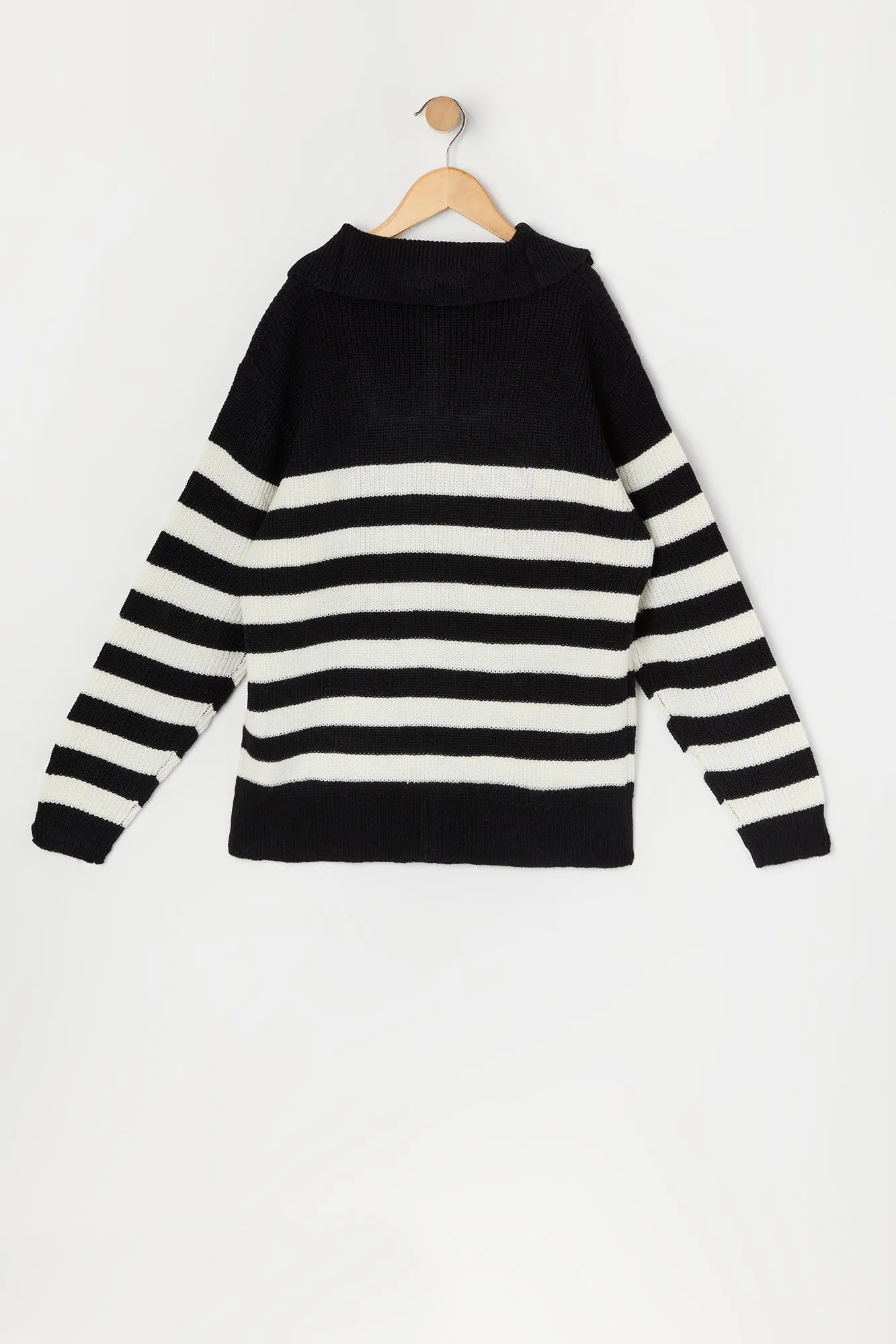 Boys Striped Quarter Zip Sweater