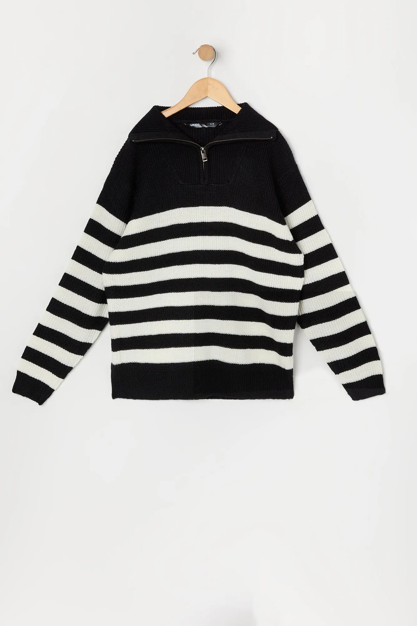 Boys Striped Quarter Zip Sweater