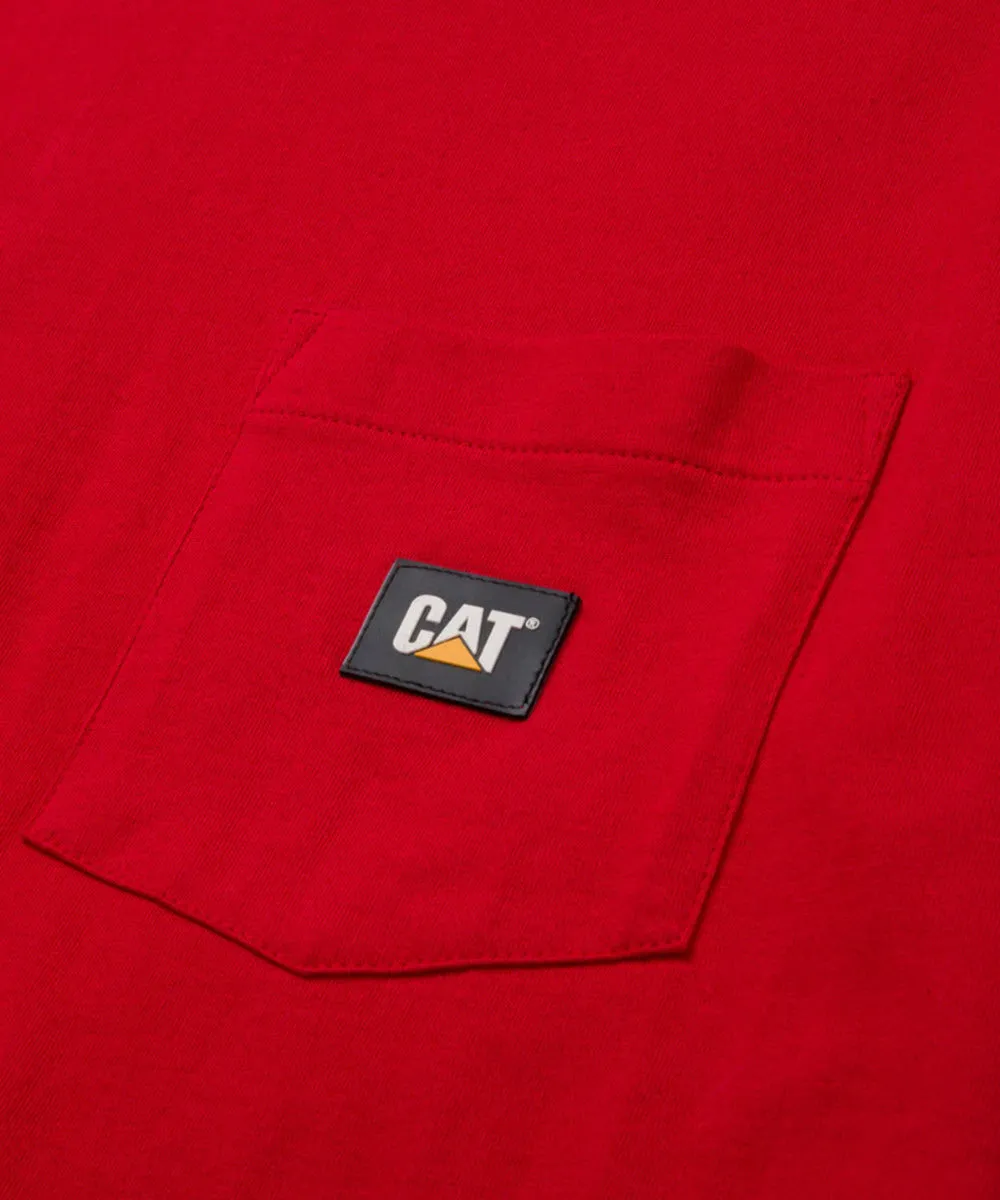 Caterpillar Men's Label Short Sleeve Pocket T-shirt - Hot Red