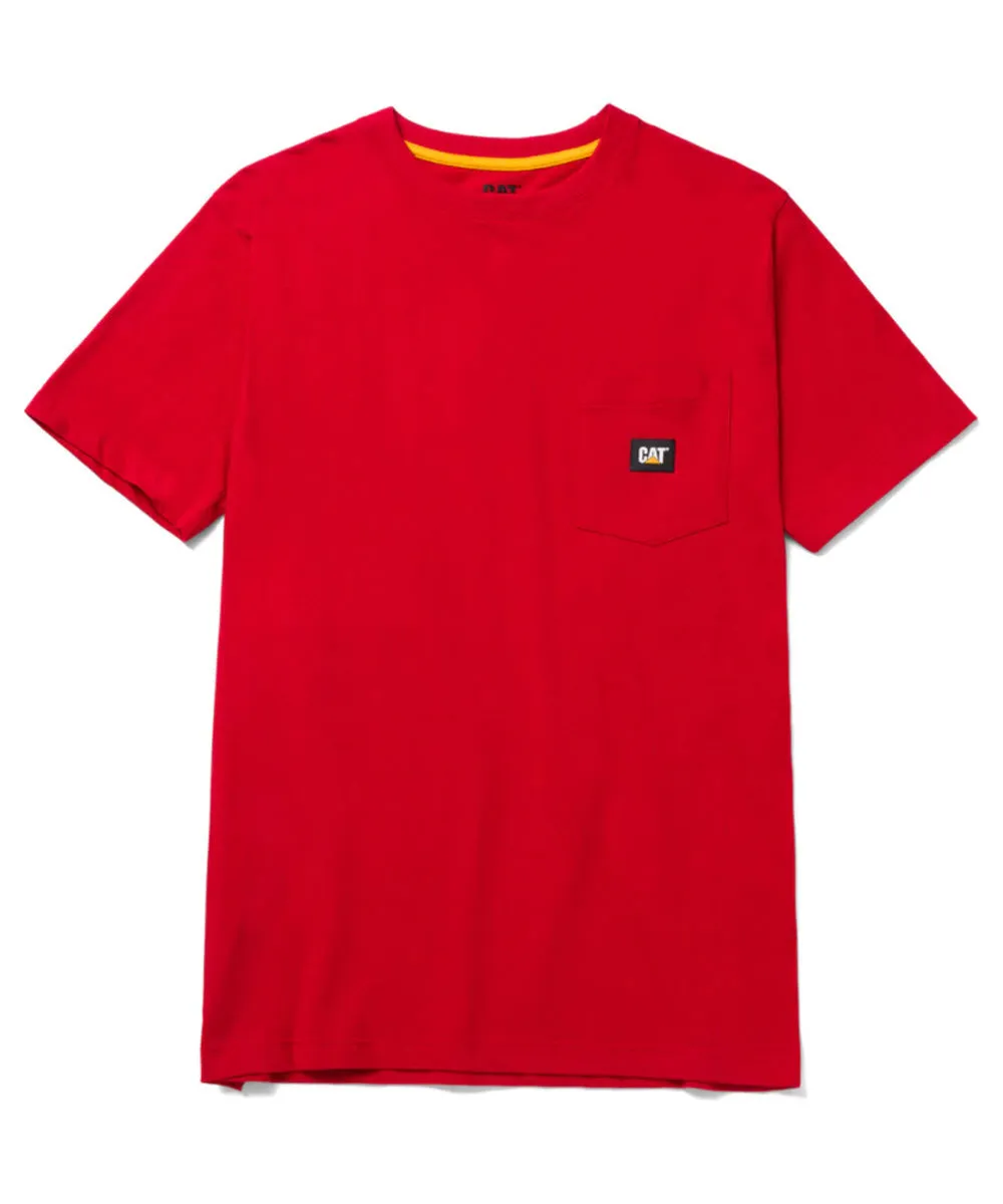 Caterpillar Men's Label Short Sleeve Pocket T-shirt - Hot Red