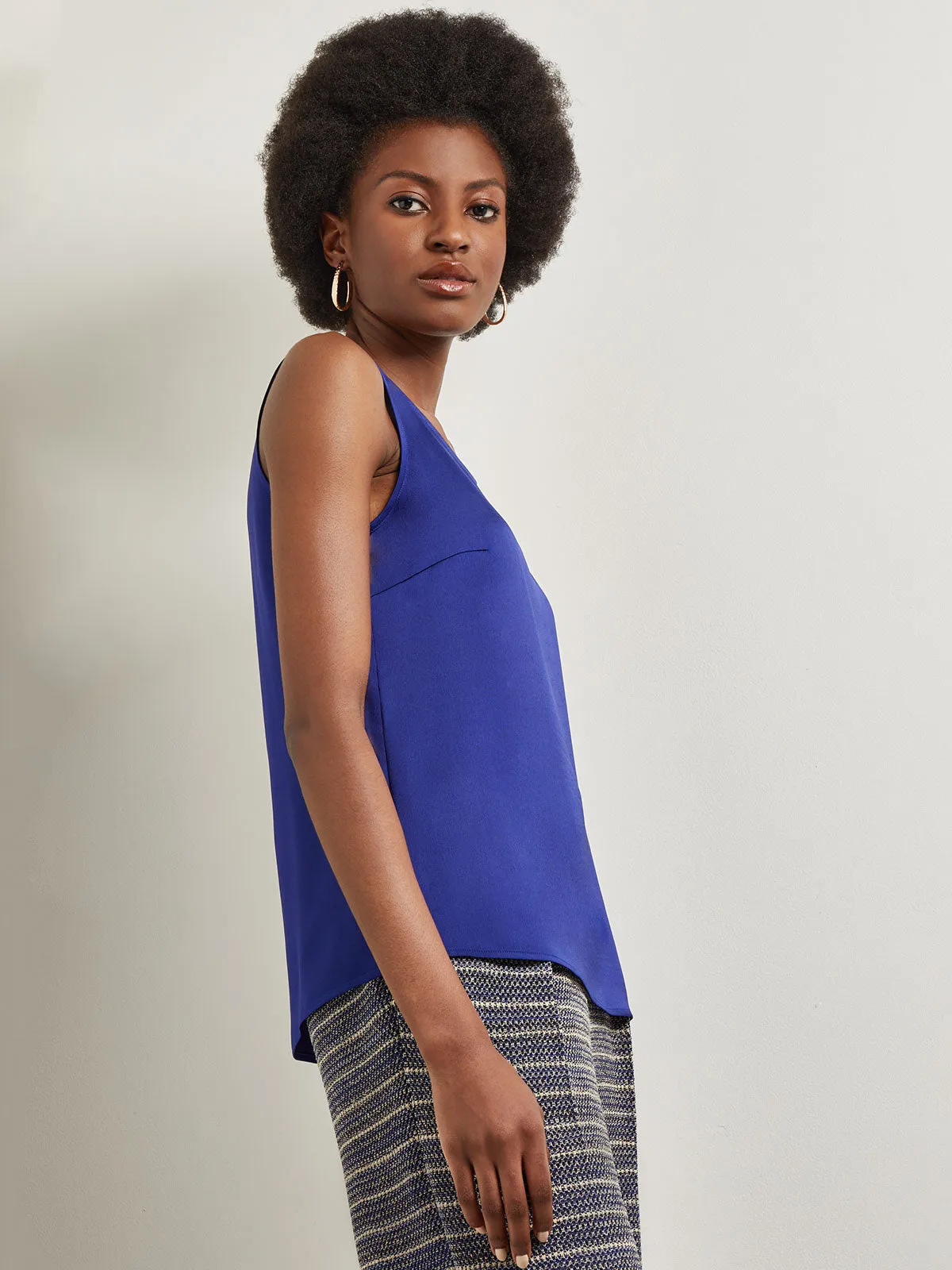 Classic Crepe de Chine Tank Top, Starry Night Blue