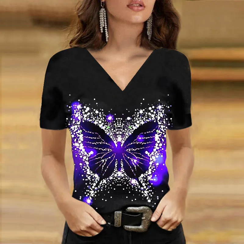 Fashion printed spring and summer printed short-sleeved T-shirt