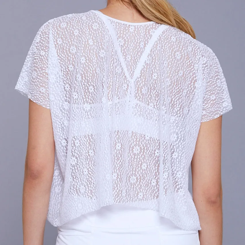 Floral Knit Layer Top (white lace)