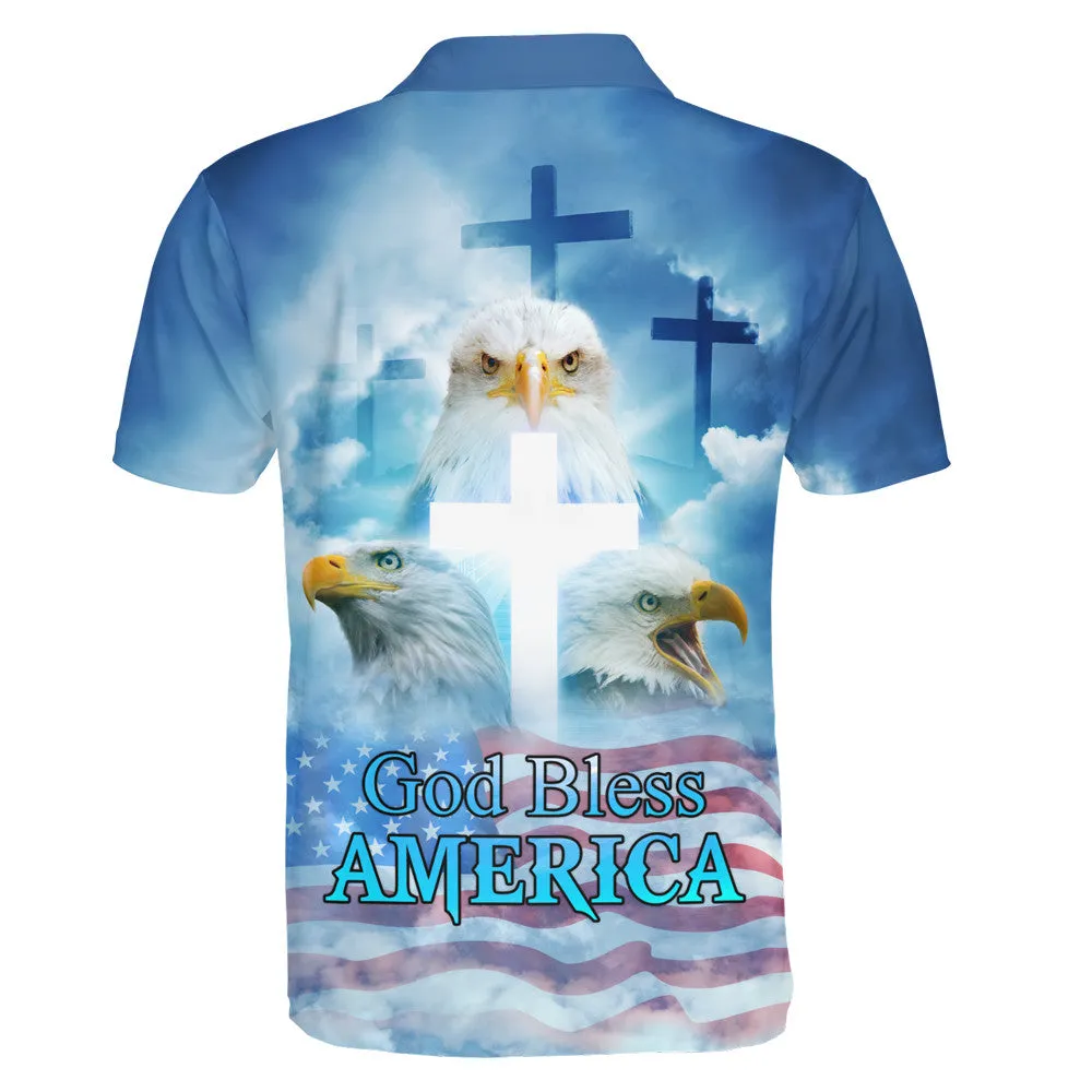 God Bless America Eagle Polo Shirt - Christian Shirts & Shorts