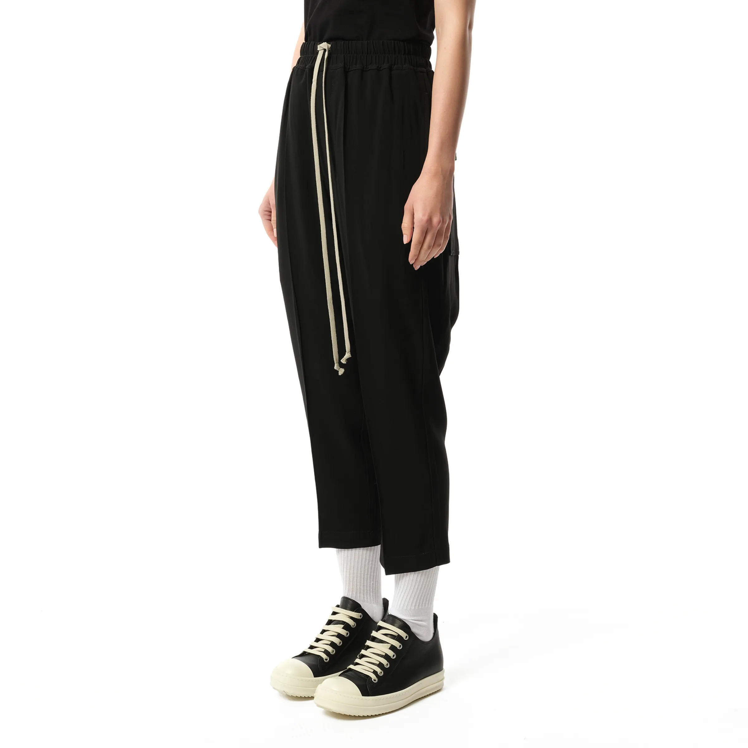 Heavy Cady Cropped Drawstring Astaires Pants in Black