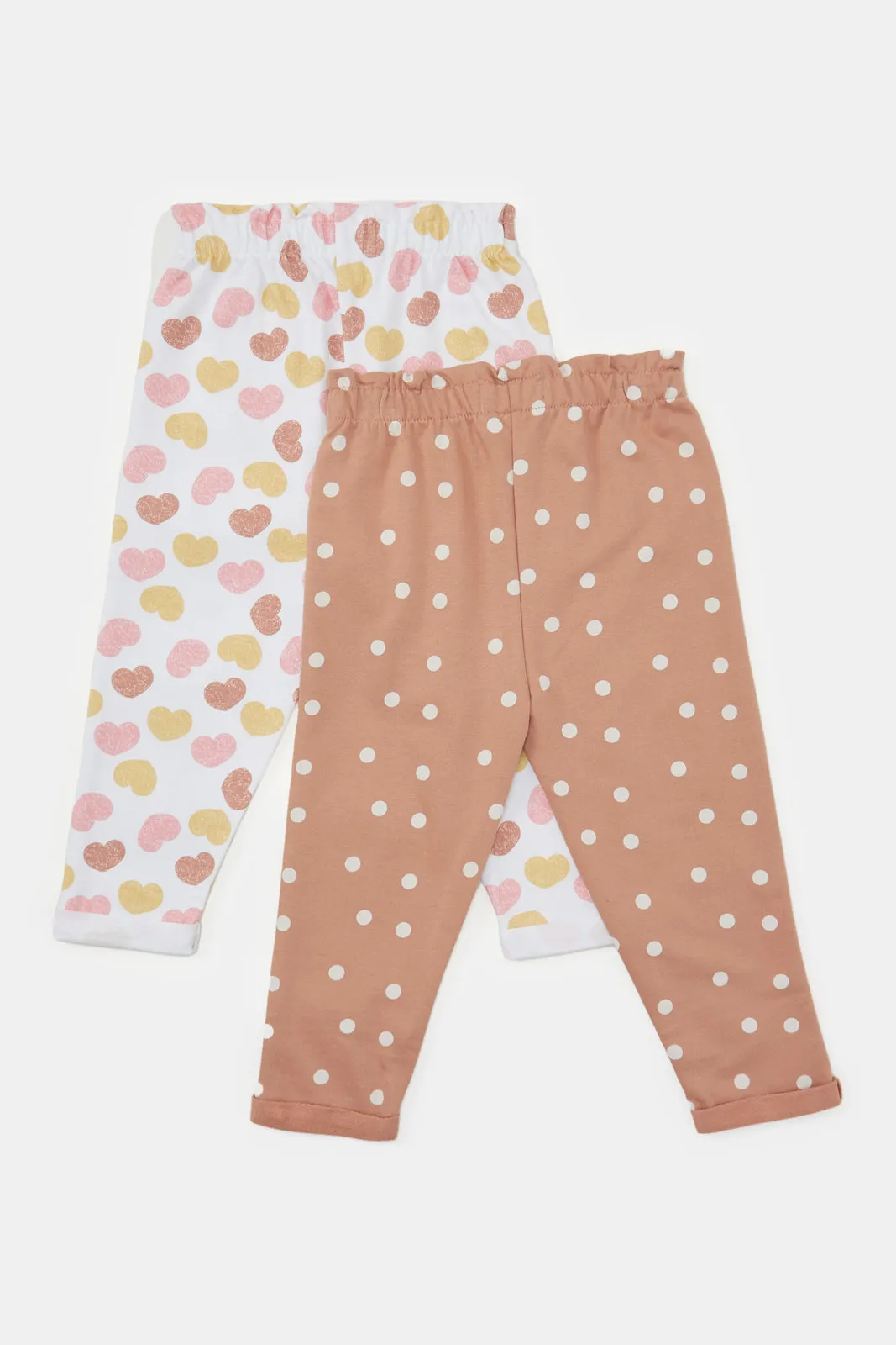 Infant Girls Brown And Ivory All Over Print Active Pants (2 Piece)