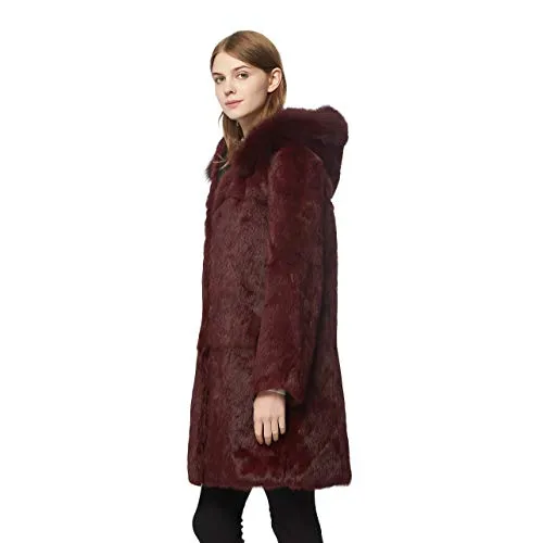 Ladies Winter Rabbit Belt Fox Fur Decorative Cover Warm Jacket 151254