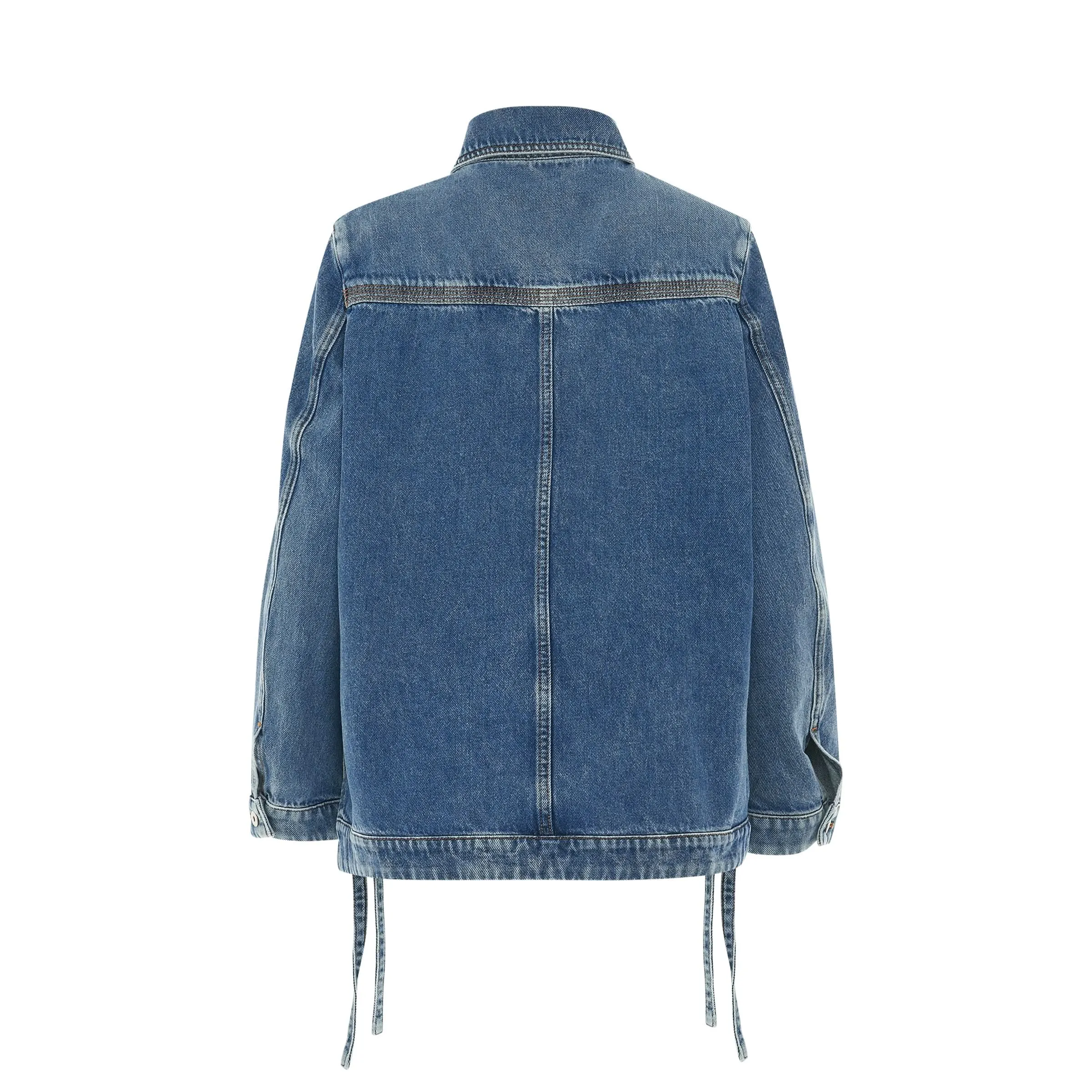 Leather Patch Workwear Jacket in Jeans Blue