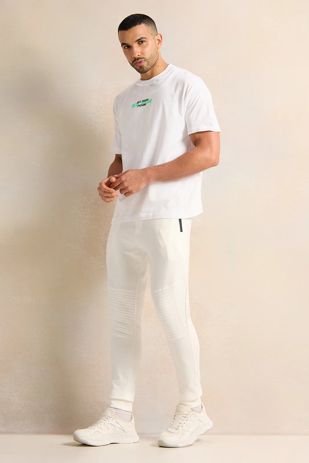 Men Ivory Solid Active Pants