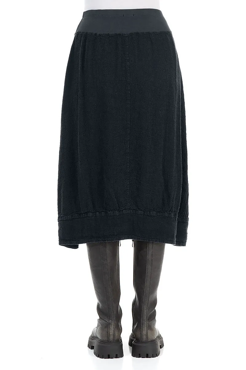 Midi Midnight Blue Linen Viscose Skirt