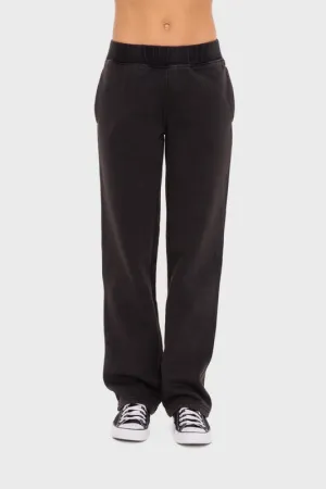 Mono B Women Fleece Pants Black Elastic Waist with Pockets Basic Style