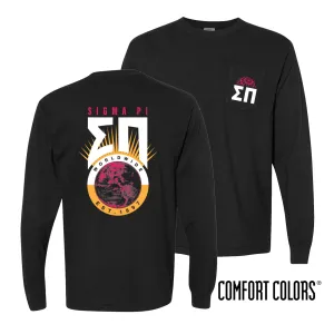 New! Sigma Pi Comfort Colors Retro Worldwide Long Sleeve Tee