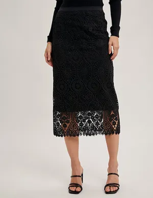 Penelope Black Lace Pencil Skirt