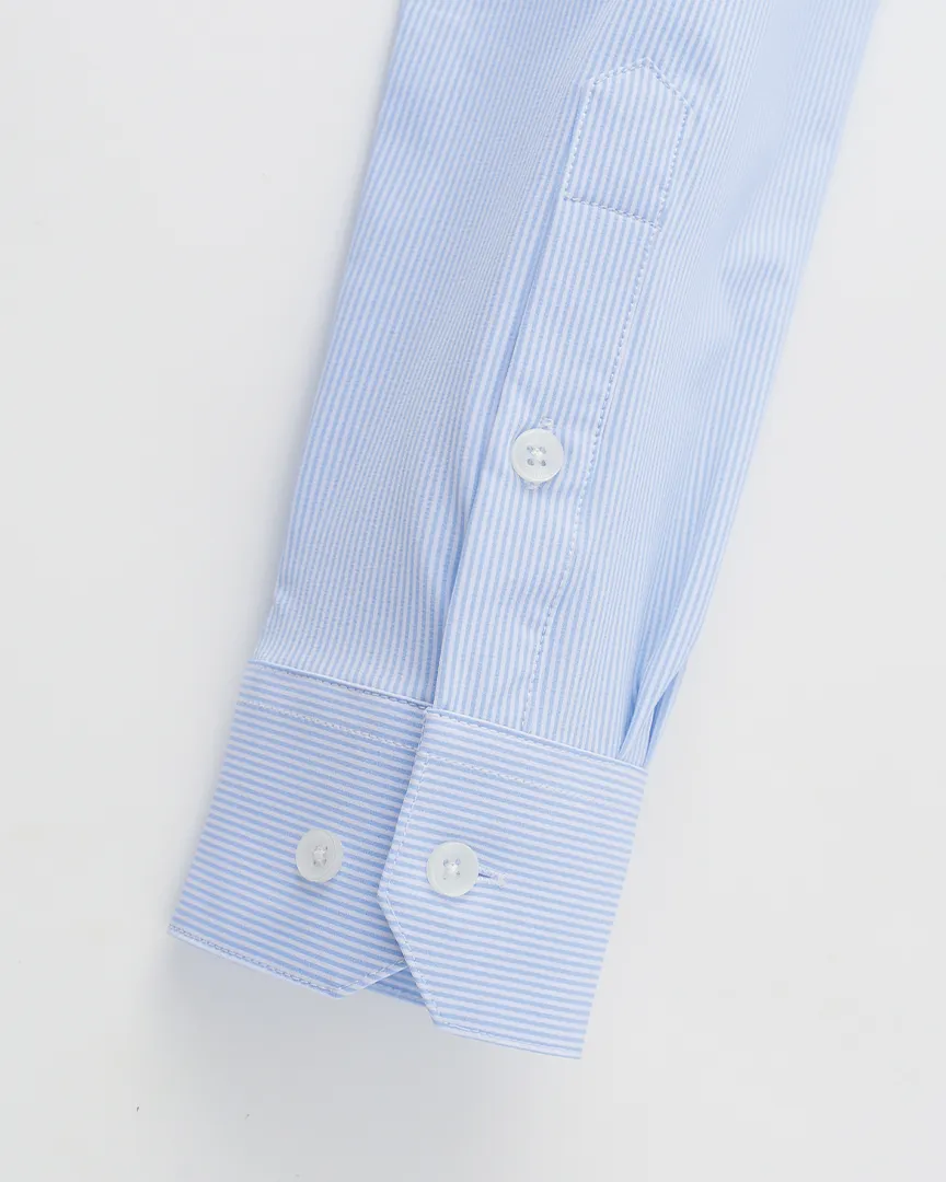 Phenom Professional Light Blue Striped Long Sleeve Men's Dress Shirt