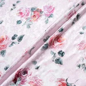 Pink Rose Vision Printed Pink Pure Silk Jacquard