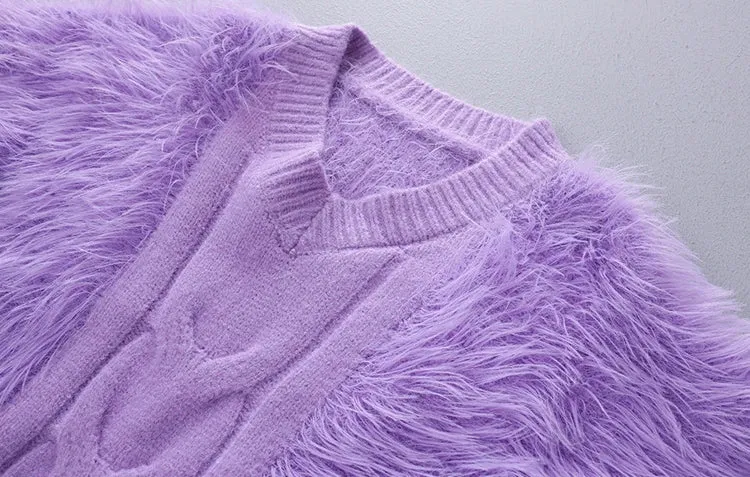 Pre Order:  Fuzzy Lantern Sleeves Knit Sweater