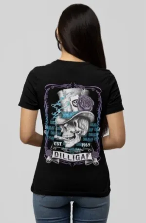 Purple and Blue Scroll Skull V Neck