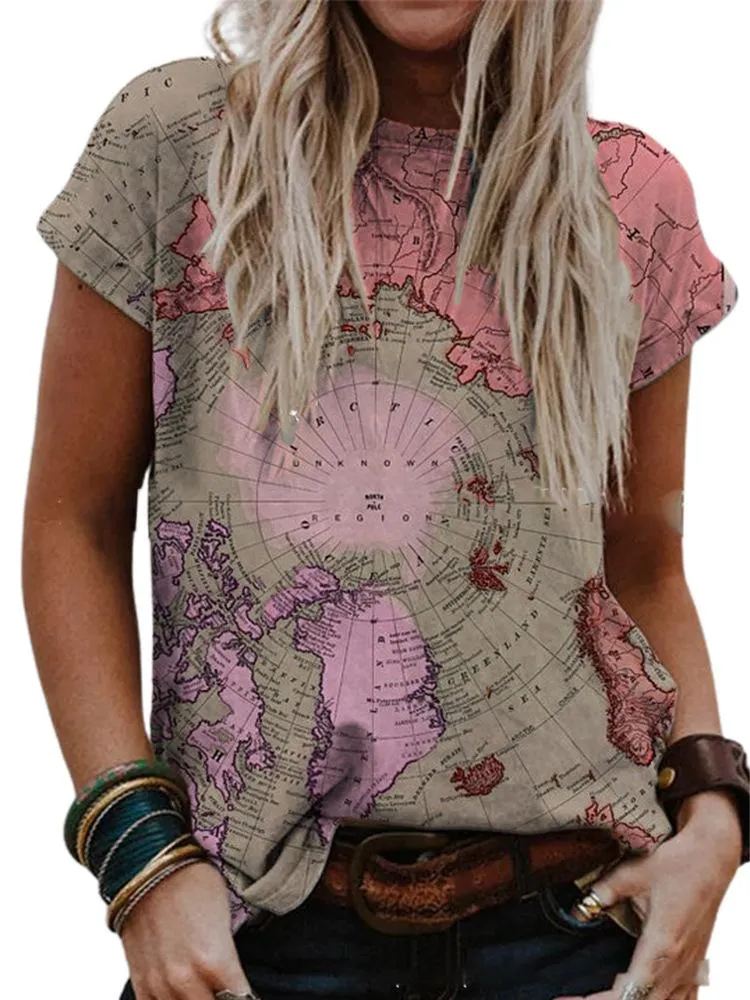 Short sleeve casual shirt and top map shirt