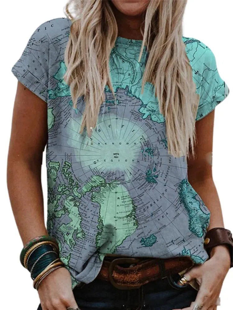 Short sleeve casual shirt and top map shirt