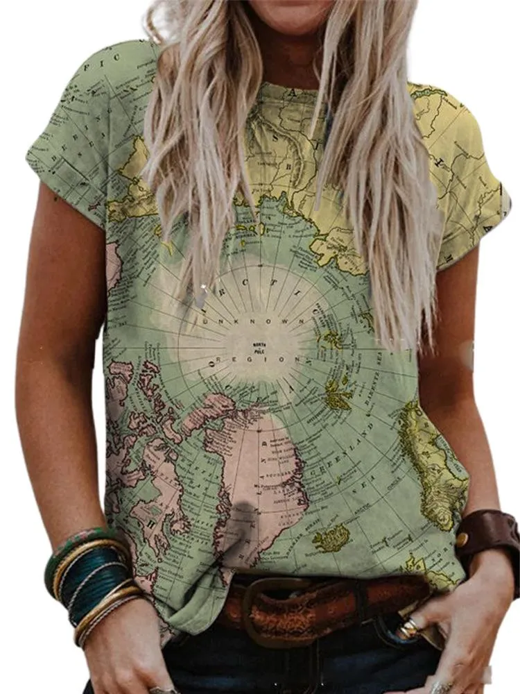 Short sleeve casual shirt and top map shirt