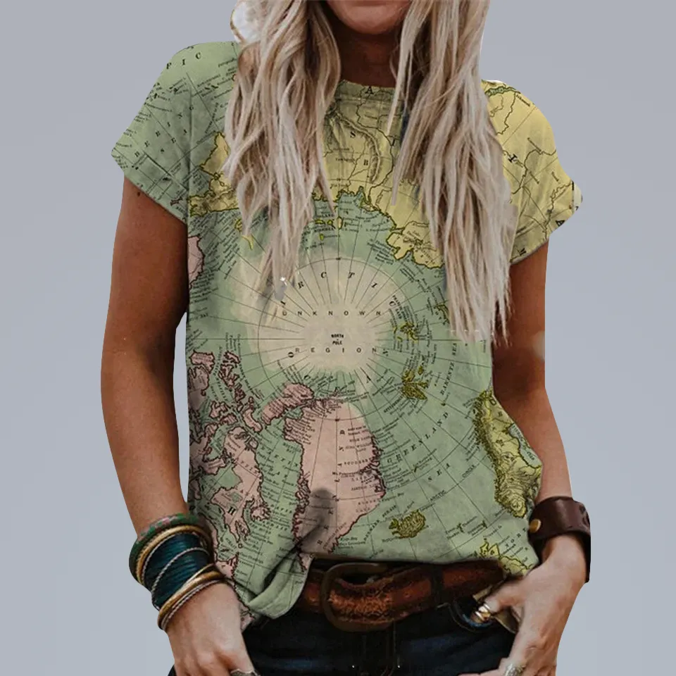 Short sleeve casual shirt and top map shirt