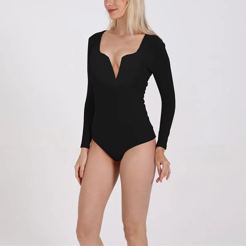 Snap Ribbed High Leg Long Sleeve Bodysuit