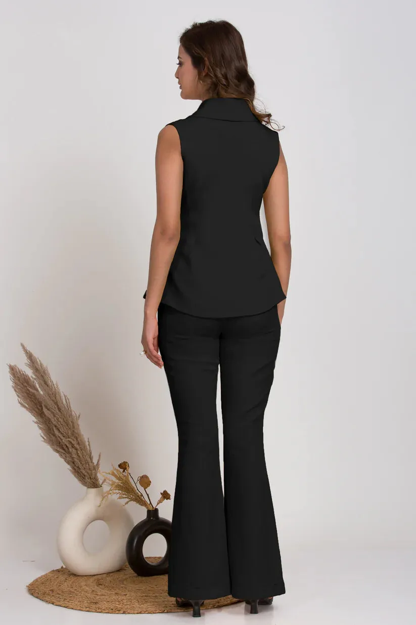 Solid Workwear Asymmetric Sleeveless Business Suit