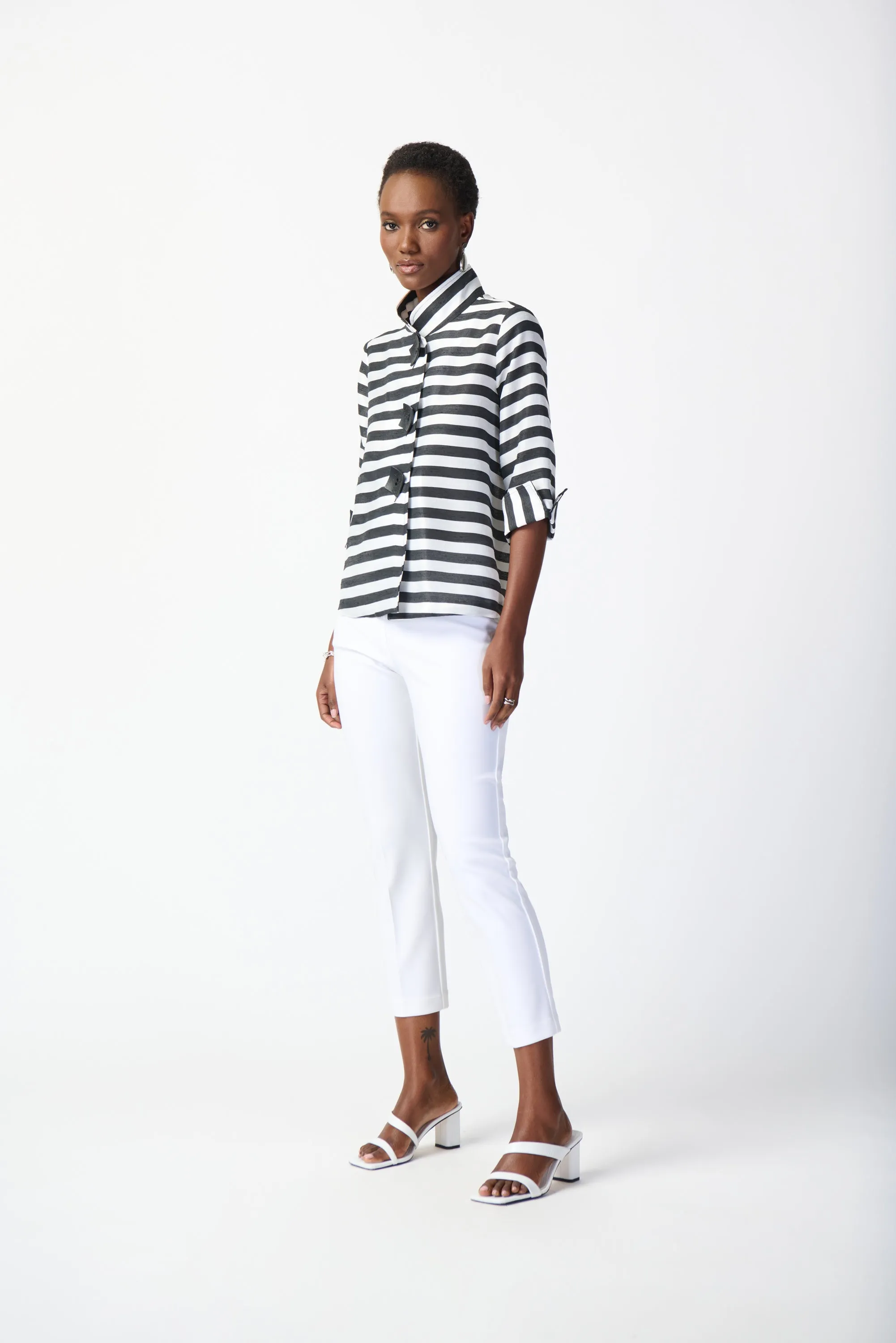 Striped Jacquard Trapeze Jacket