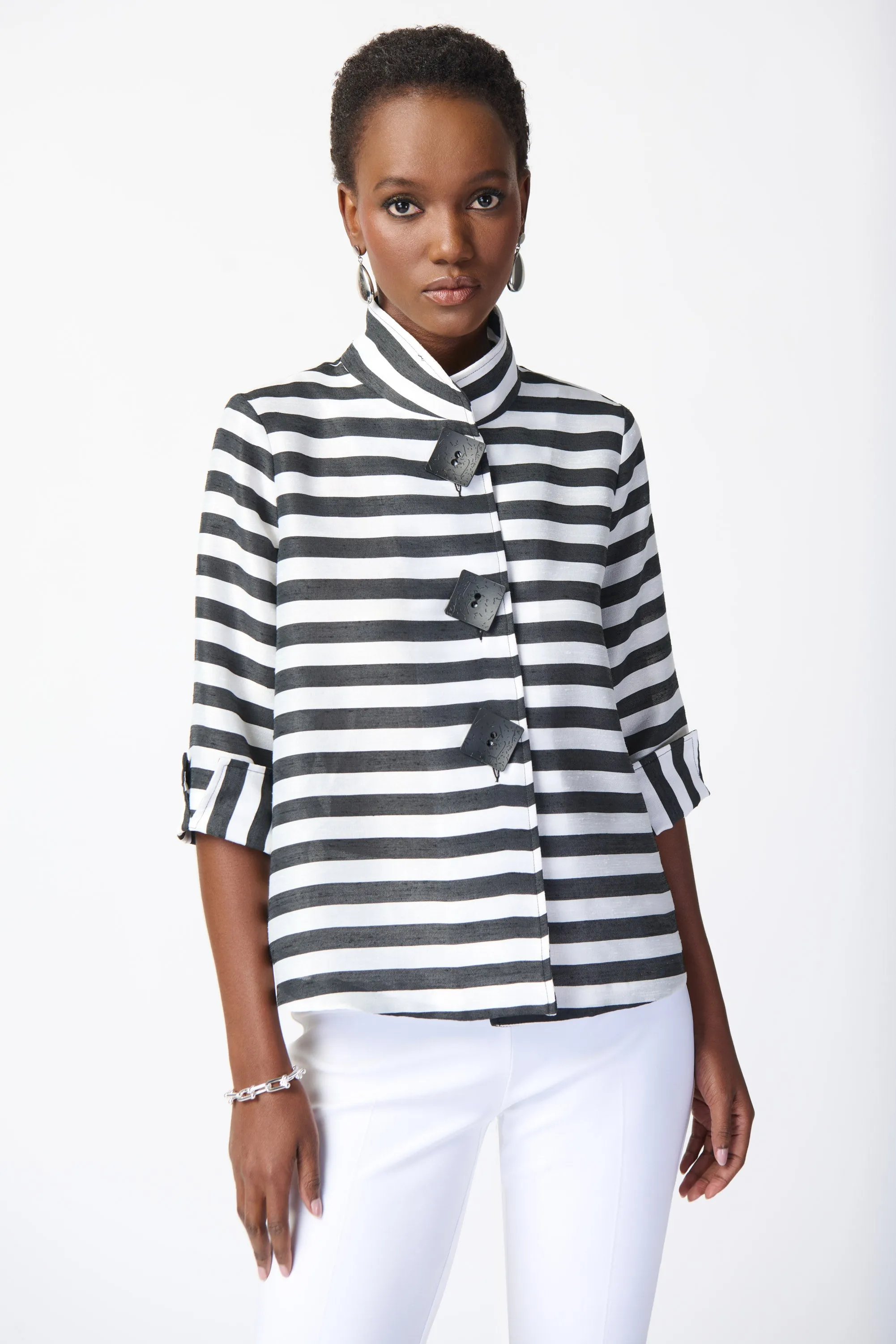 Striped Jacquard Trapeze Jacket