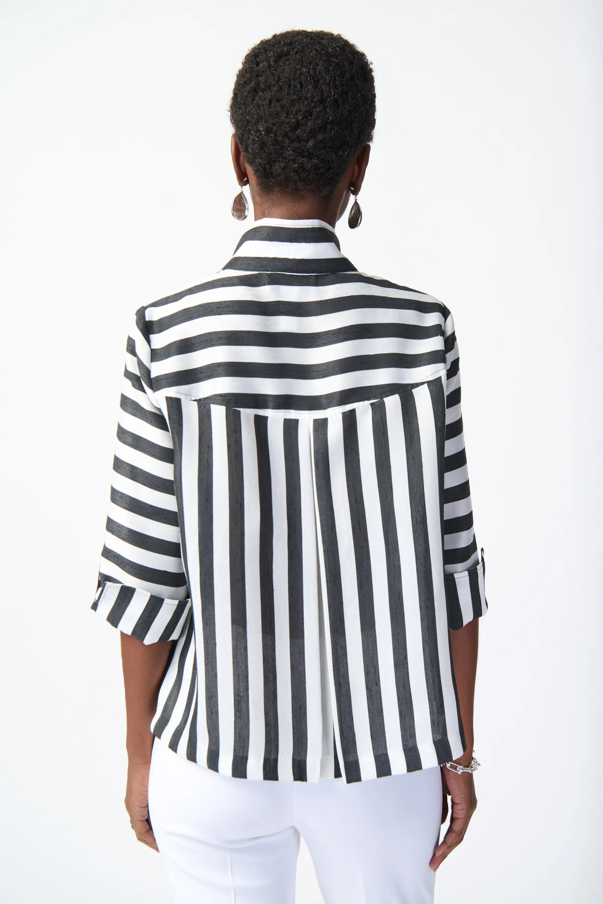 Striped Jacquard Trapeze Jacket