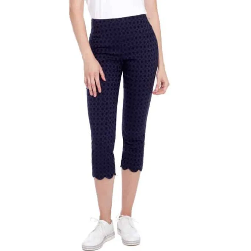 Swing Control Cameo Scalloped Crop Pant - Navy