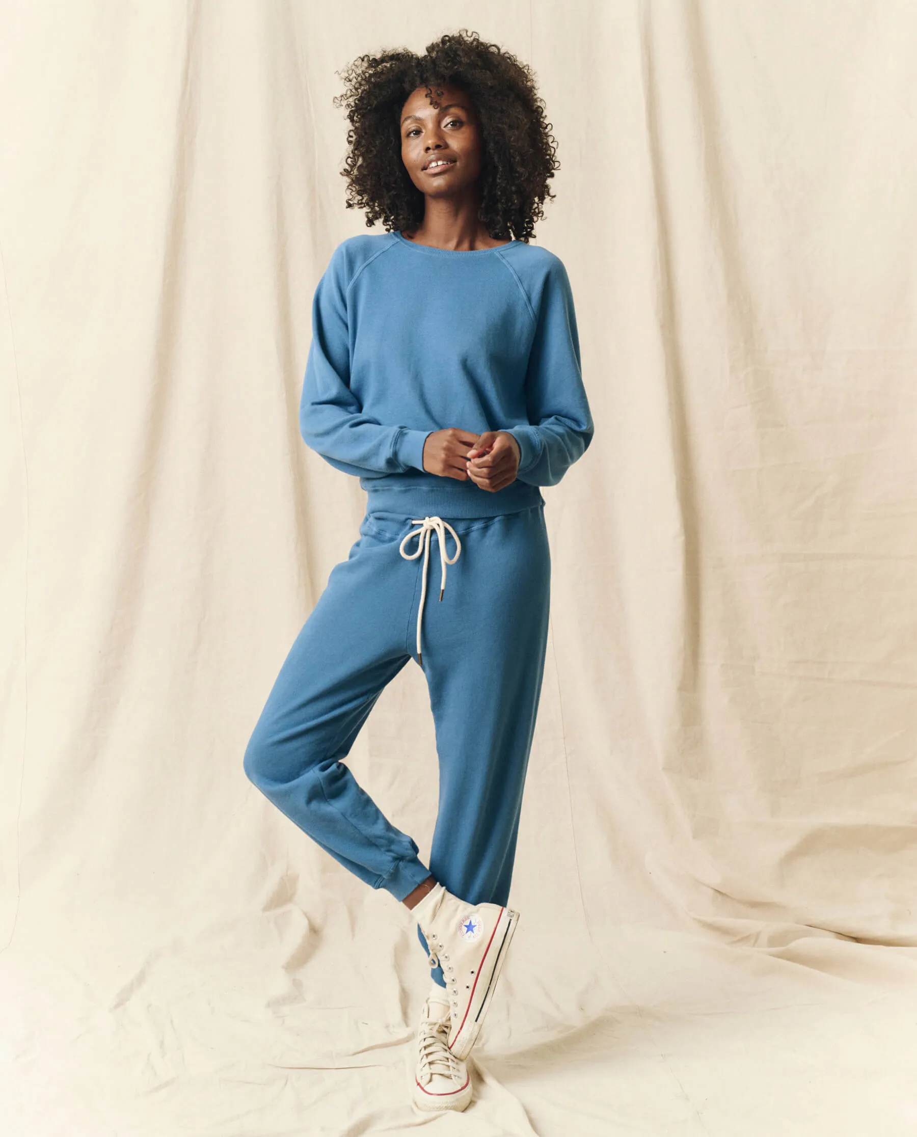 The Cropped Sweatpant. Solid -- Glacier Blue