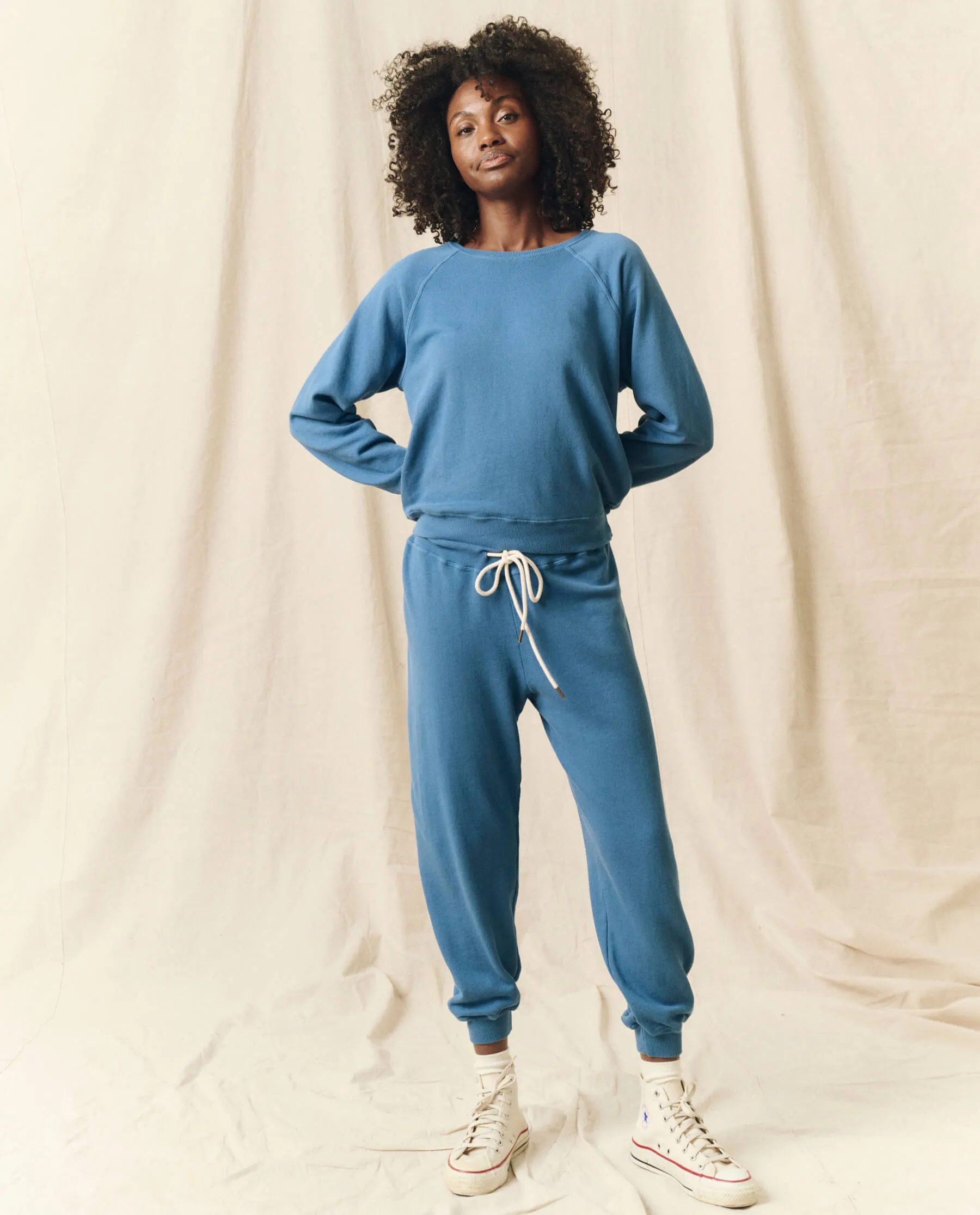 The Cropped Sweatpant. Solid -- Glacier Blue