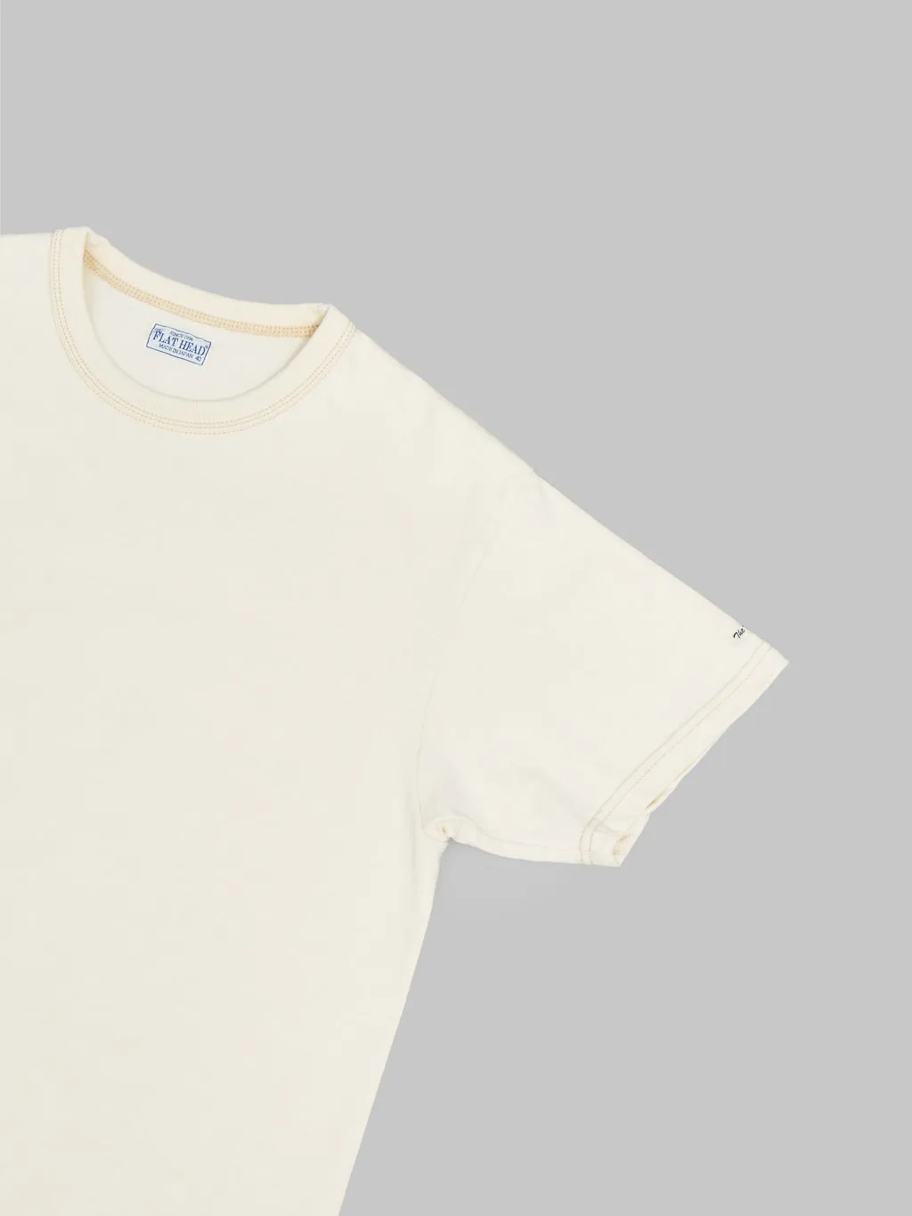 The Flat Head Loopwheeled Heavyweight Plain T-Shirt Ivory