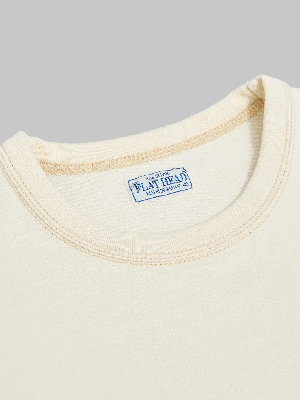 The Flat Head Loopwheeled Heavyweight Plain T-Shirt Ivory