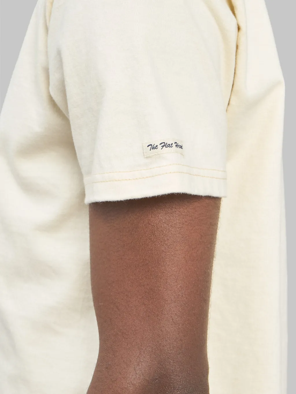 The Flat Head Loopwheeled Heavyweight Plain T-Shirt Ivory