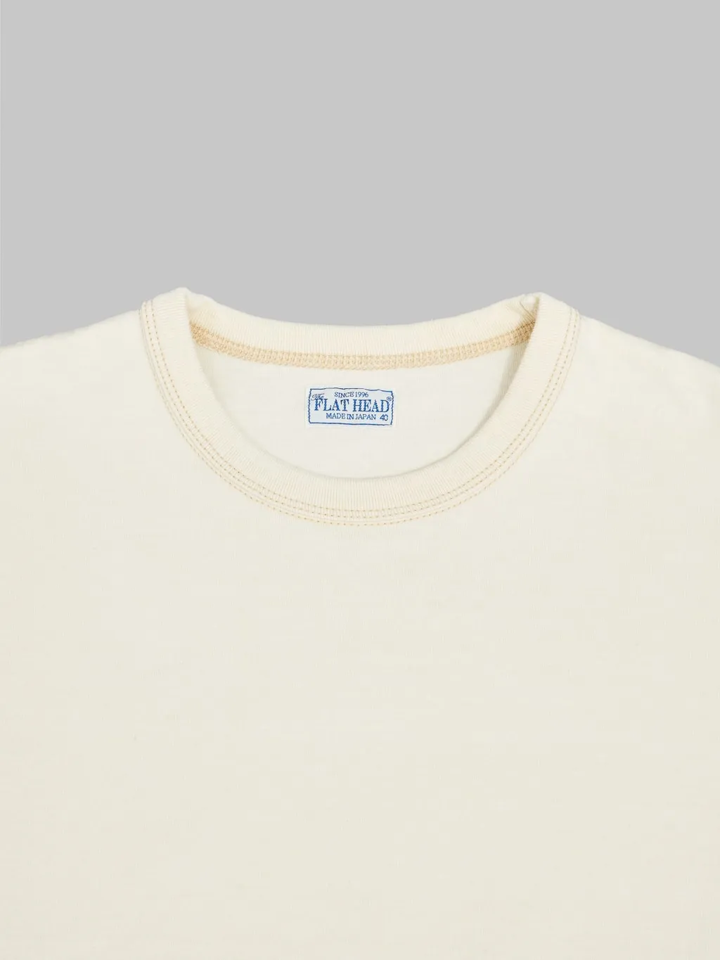 The Flat Head Loopwheeled Heavyweight Plain T-Shirt Ivory