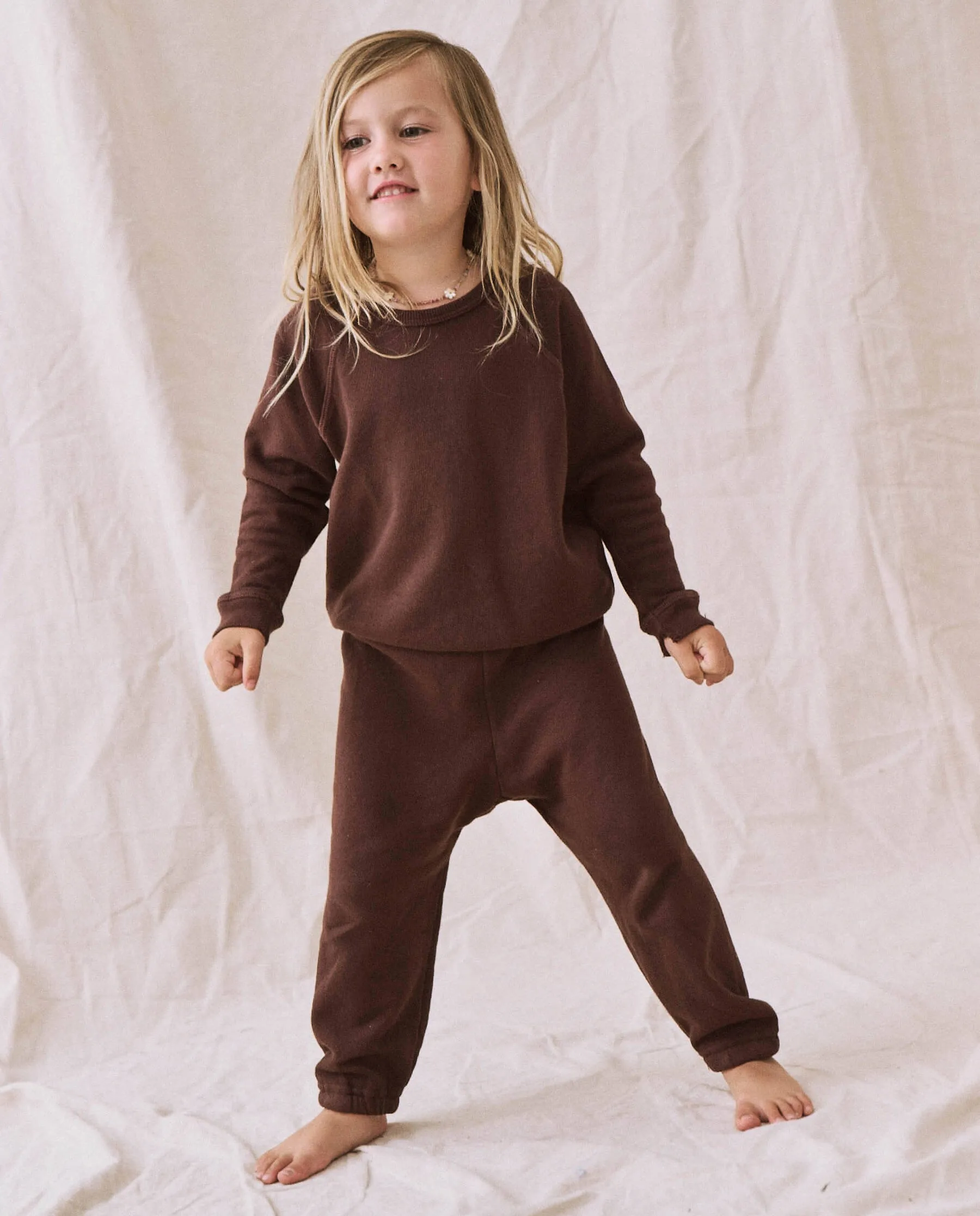 The Little Stadium Sweatpant. Solid -- Toasted Walnut