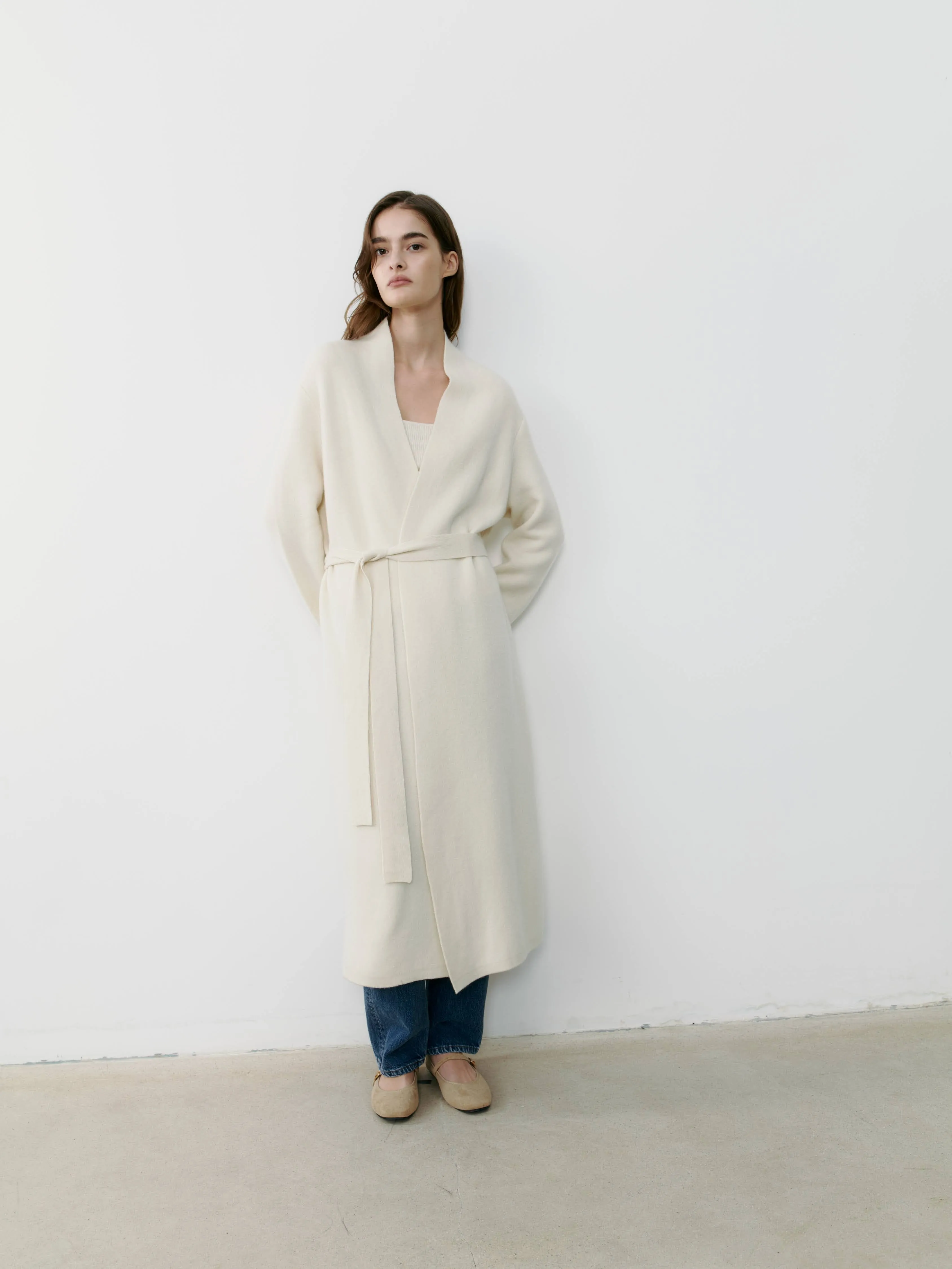 THE LONG CASHMERE CARDIGAN - ECO WHITE