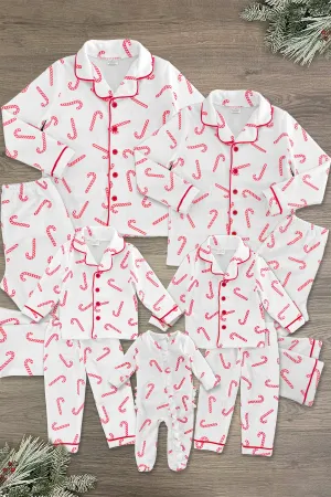 White Candy Cane Family Pajamas - AND PET BANDANA!