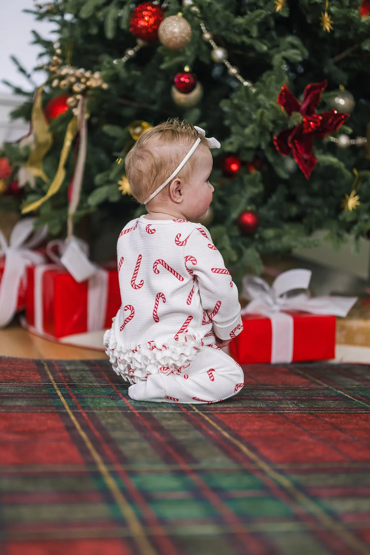 White Candy Cane Family Pajamas - AND PET BANDANA!