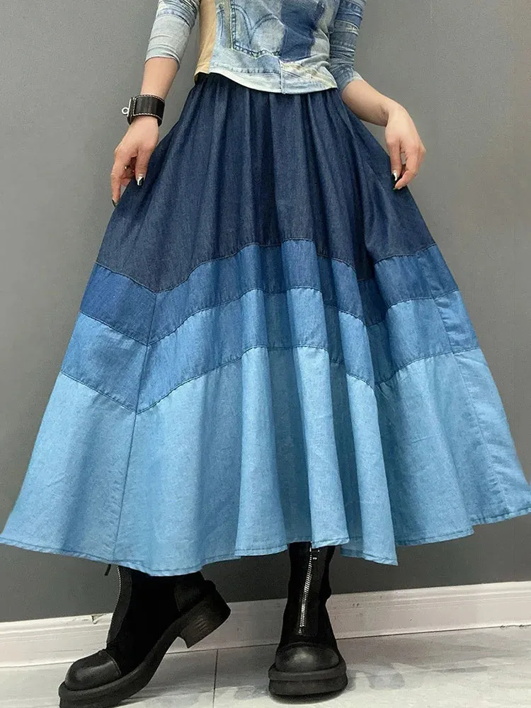 Women's Blue Gradient Dreamy Oversized Skirt