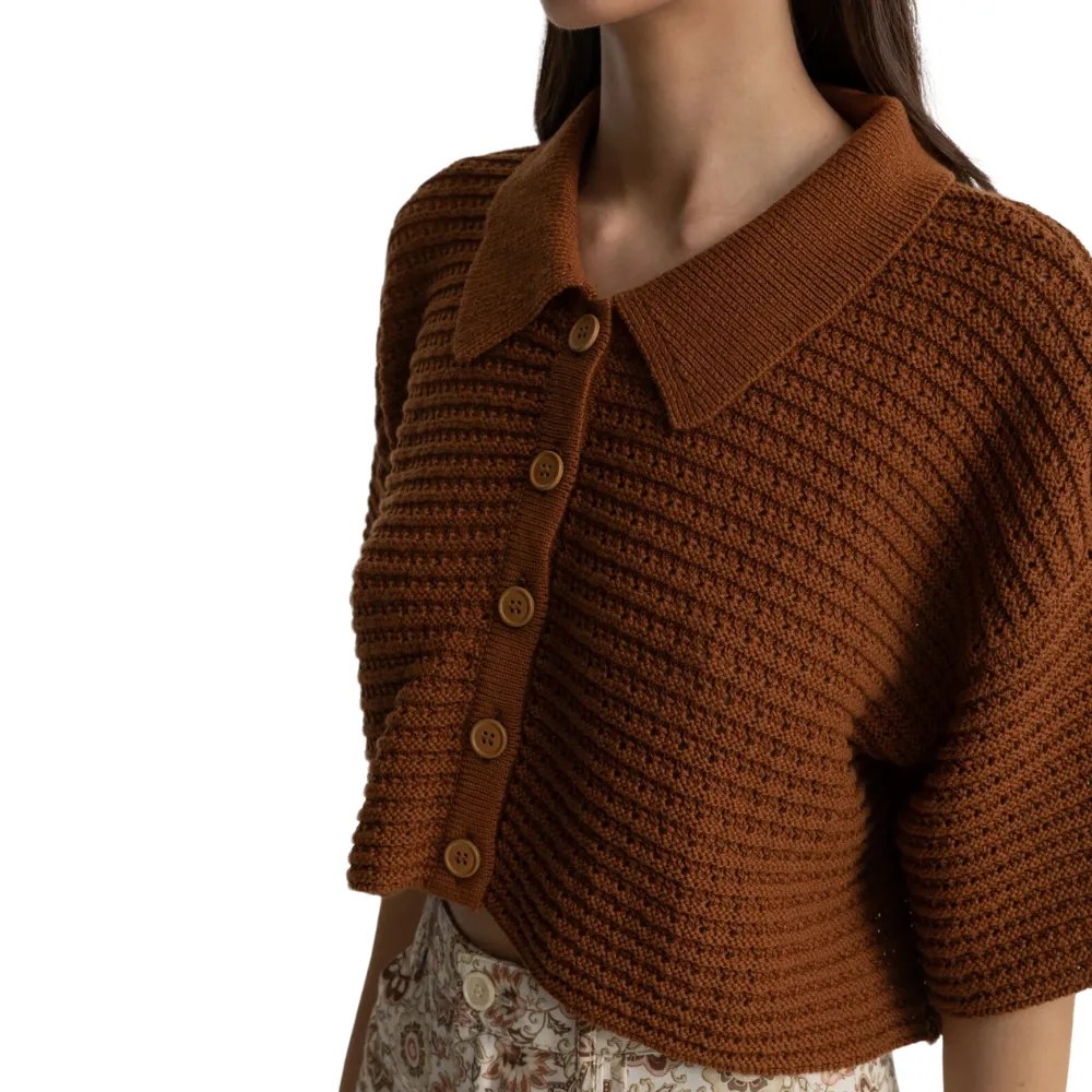 Womens Evermore Knit Short Sleeve Shirt
Caramel